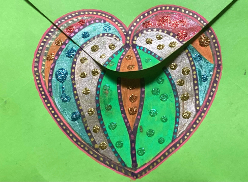 Green Envelope With Heart Painting